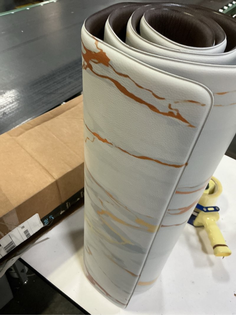 Condition photo showing Good Condition for Mrcrypos Gold White Kitchen Rugs Cushioned Anti Fatigue Marble Kitchen Runner Rug PVC Waterproof Leather Long Kitchen Rug Non Slip Floor Comfort Mat for Kitchen Sink Laundry Office 23.5" W x 70" L 23.5" W x 70" L White Marble
