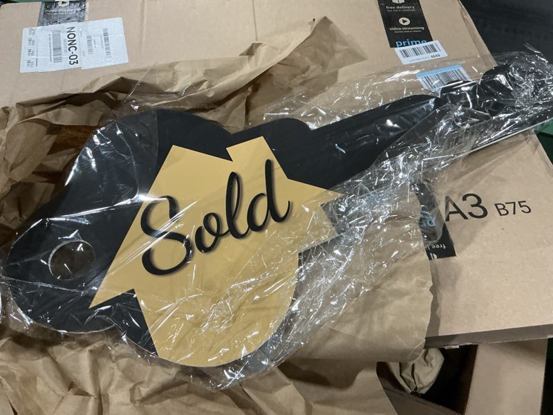 Condition photo showing Good Condition for labend home 30" large sold sign key-shaped - double-sided home sweet home real estate photo prop - closing gift for realtors & new homeowners - corrugated plastic key-shaped multicolor