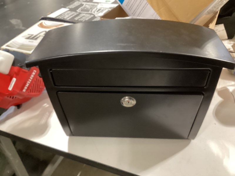 Condition photo showing Good Condition for architectural mailboxes dal rae locking metal standard mailbox black