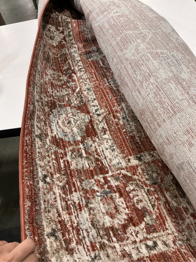 Condition photo showing Good Condition for allen + roth Azalea 5 x 2  Loomed Polyester Rust Rectangular Indoor Spot Clean Only Pet Friendly