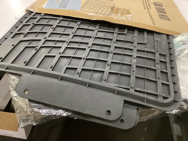 Condition photo showing Good Condition for used fh group automotive floor mats - heavy-duty rubber floor mats for cars, universal fit full set, climaproof & trimmable floor mats for most sedan, suv, truck, black full set floor mats black