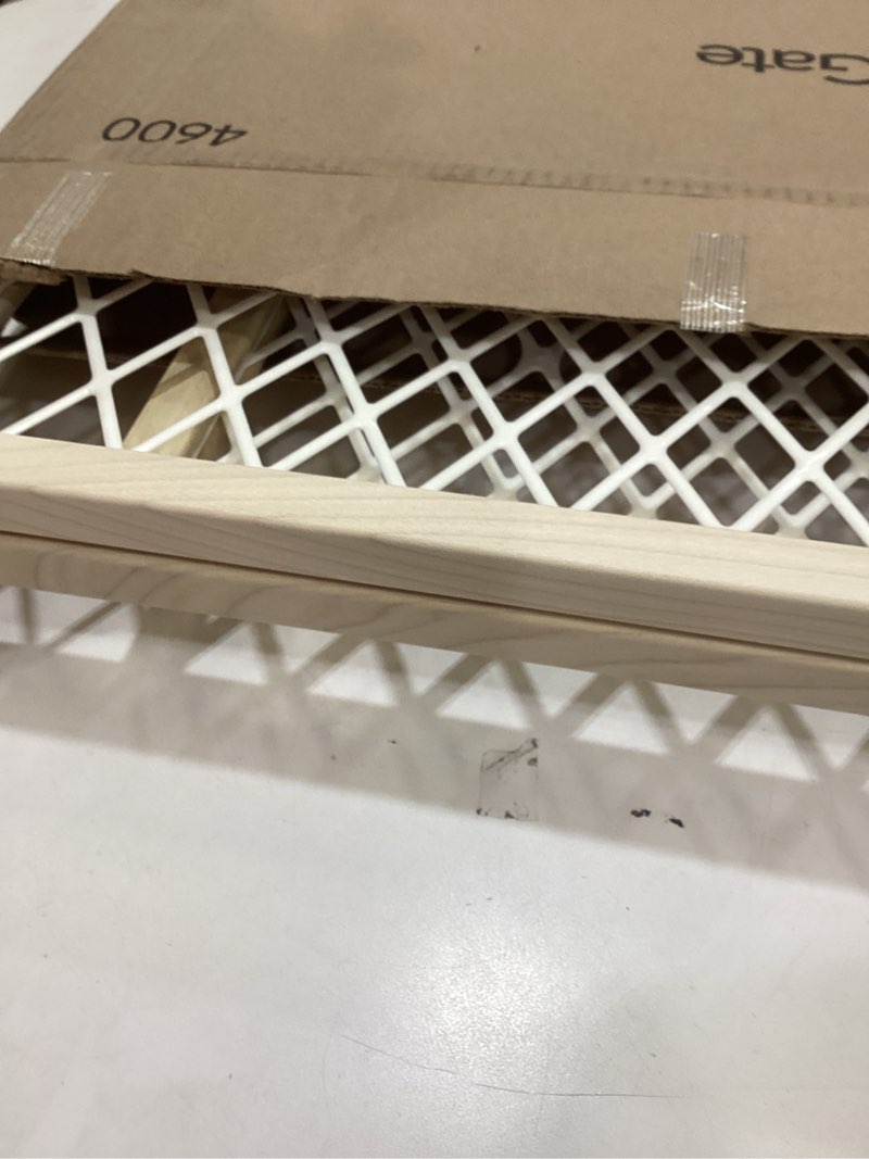 Condition photo showing Good Condition for toddleroo by north states diamond mesh wooden baby gate: 26.5"- 42" wide. pressure mounted baby gate for doorway. (23" tall, sustainable hardwood)