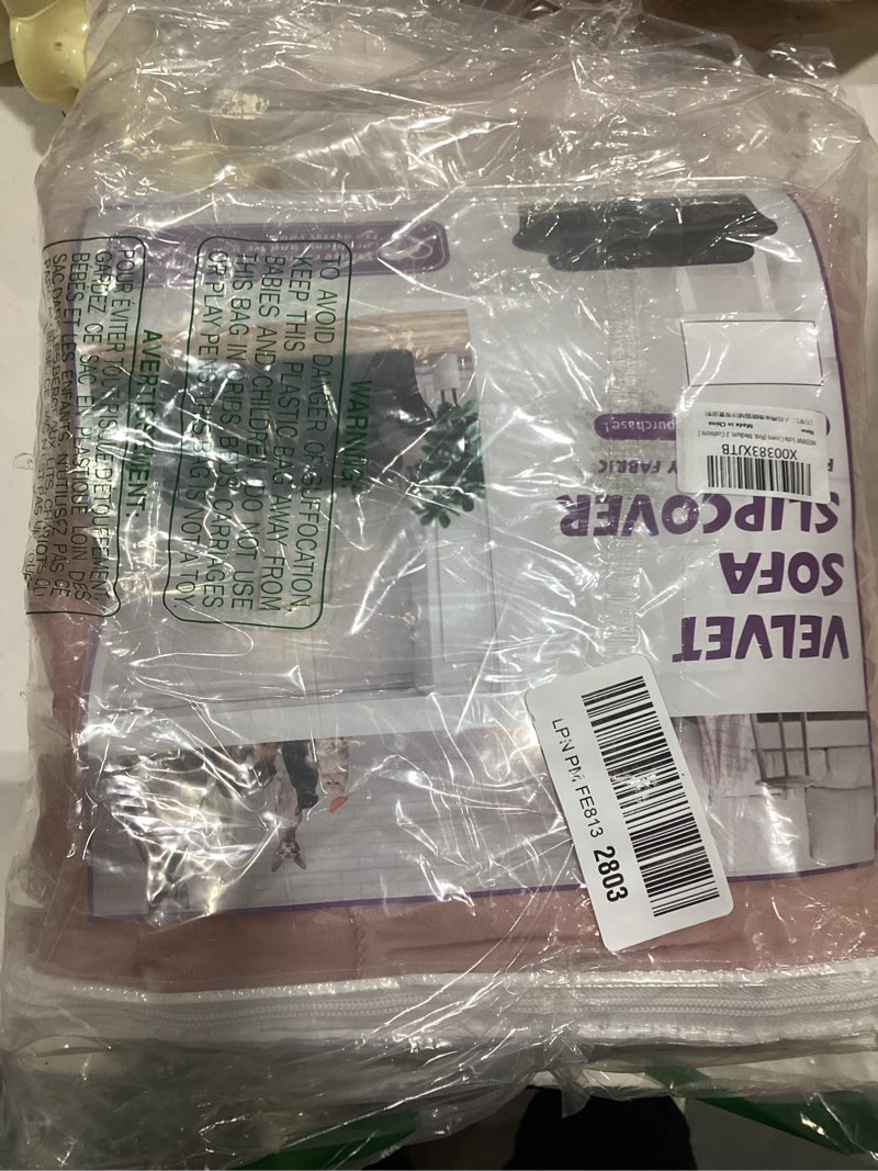 Condition photo showing New/Like New for WEERRW Velvet Couch Covers for 2 Cushion Couch Sofa - High Stretch Luxury Velvet Plush 3 Pieces Sofa Slipcovers with Elastic Bottom, Furniture Protector for Pets, Machine Washable, Pink, Medium Medium Pink