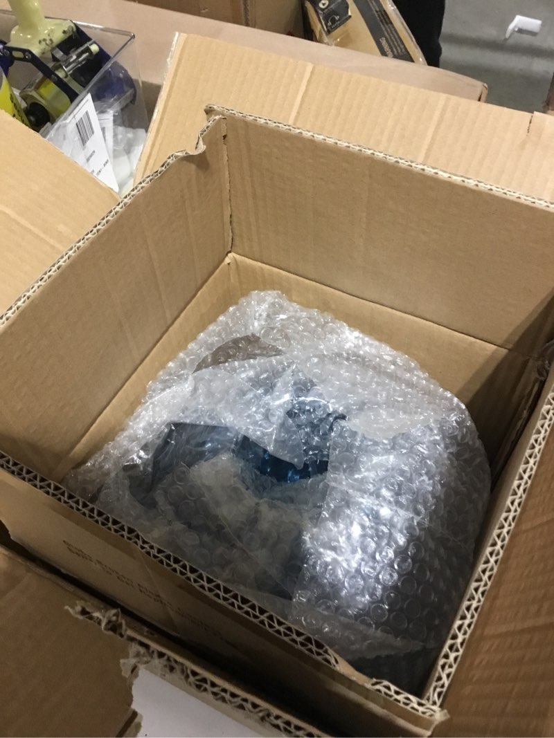 Condition photo showing As Is for KCO Lighting Modern Large Globe Pendant Light 1-Light Single Blue Glass Pendant Lighting Kitchen Island Vintage Ribbed Glass Pendant Light Contemporary Gold Hanging Light Fixture (9.8”) Blue 9.8" 1-Light