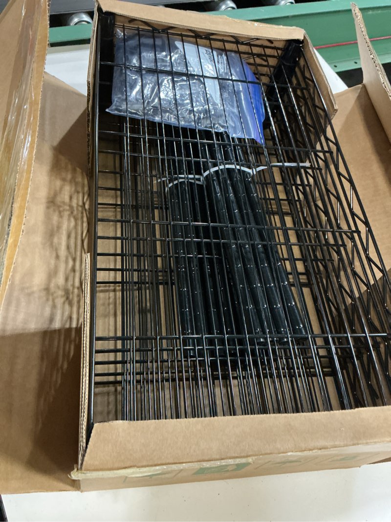 Condition photo showing Good Condition for 5 tier standing metal wire shelving unit, adjustable height, storage shelf units for laundry bathroom kitchen pantry closet (11.6" d x 21.2" w x 49" h inches, black)