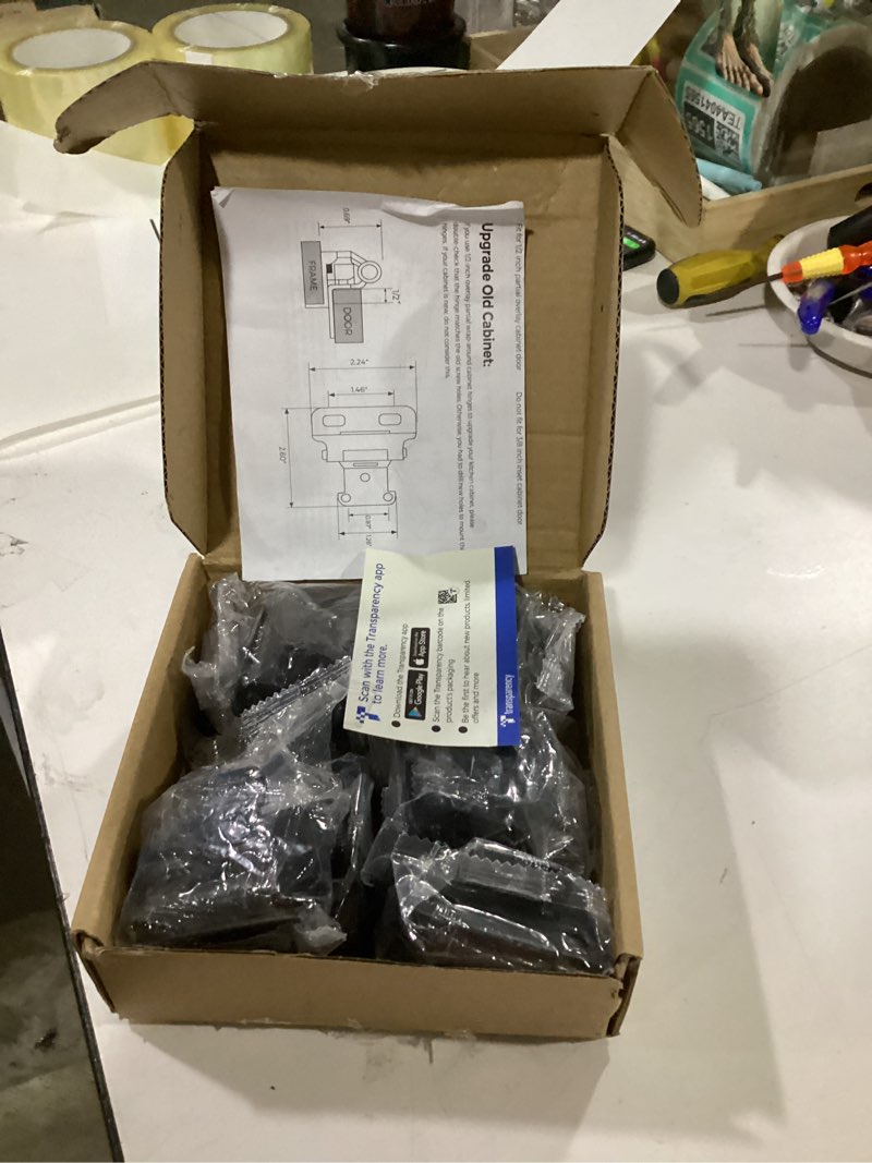 Condition photo showing New/Like New for Ravinte 20 Pack 10 Pairs 1/2 inch Overlay Kitchen Cabinet Hinges Self Closing Cabinet Semi Wrap Around Door Hinges for Face Frame Matte Black Mount Hardware 20 Semi Wrap 1/2 inch