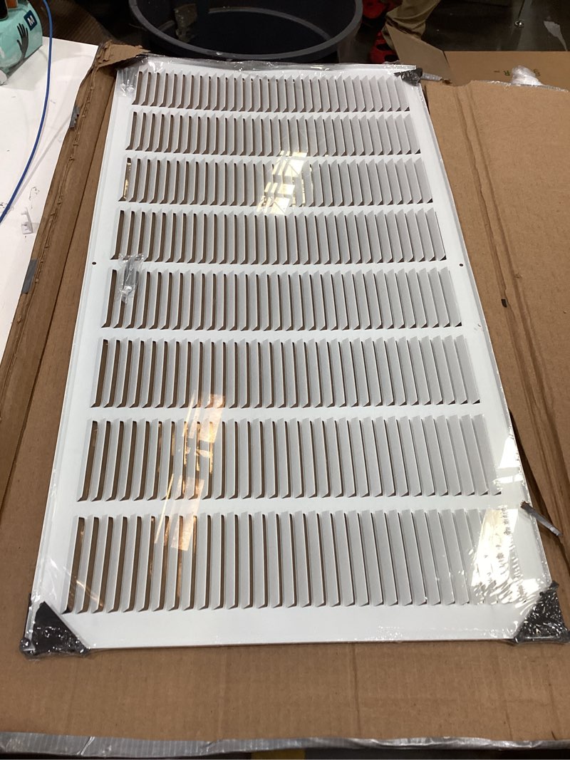 Condition photo showing Good Condition for vent systems 3" x 10" inch (opening dimensions) white plastic air vent cover - rectangular return grille with built-in mesh screen - hvac ventilation grill for home improvement - indoor, outdoor use 1 white