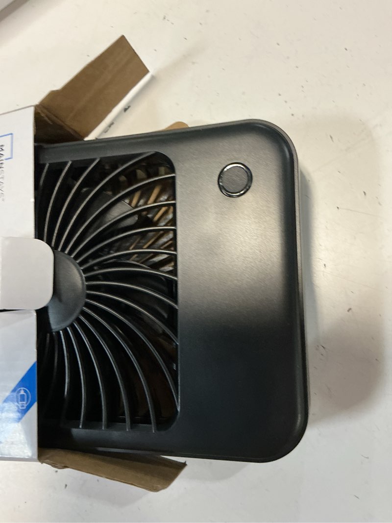 Condition photo showing Good Condition for mainstays 4" 3-speed portable rechargeable foldable fan with lighted button, black, model#fn1041nbk, new 2026 model