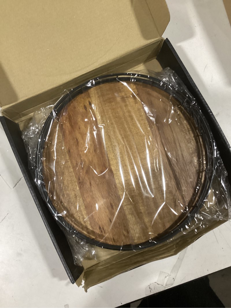 Condition photo showing Good Condition for Acacia Wood 10" Lazy Susan Turntable Organizer for Table Top, Farmhouse Round Wooden Lazy Susan for Cabinet Kitchen Centerpieces Coffee Table, for Condiments Spices, Bathroom Vanity Tray Decor