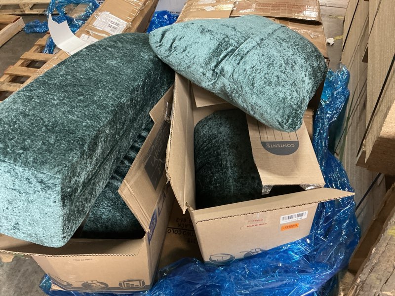 Condition photo showing As Is for Tbfit Modern Couch, 89\" Cloud Sofa Spring Seat Cushions, Comfy 3-Seater w/Pillows, Chenille Fabric Removable Covers, Soft Upholstered Living Room Furniture, Home Apartment, Green Green Standard( It’s only parts of the sofa, it’s incomplete)