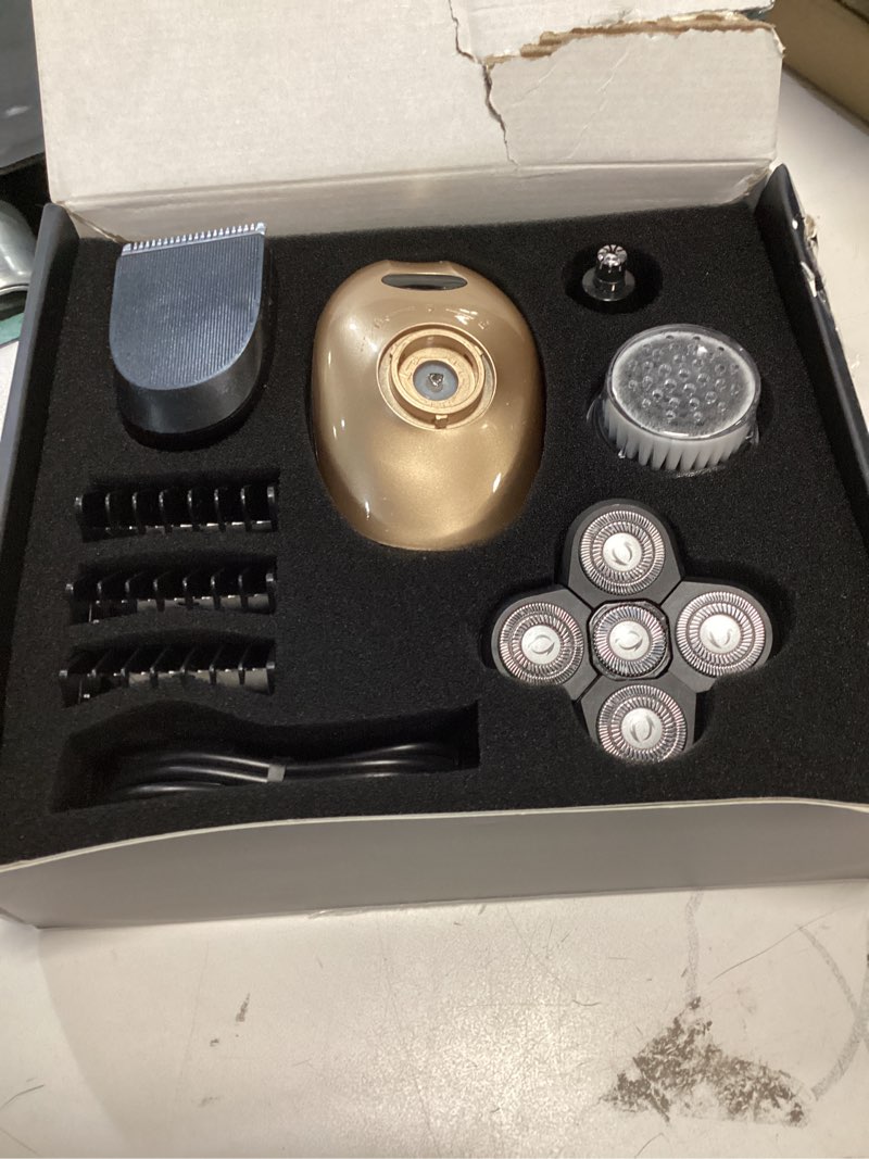 Condition photo showing Good Condition for electric razors for women, 5-in-1 rechargeable body shaver - waterproof wet dry hair remover - trimmer for lady face underarms bikini,lips,arms, legs (gold)