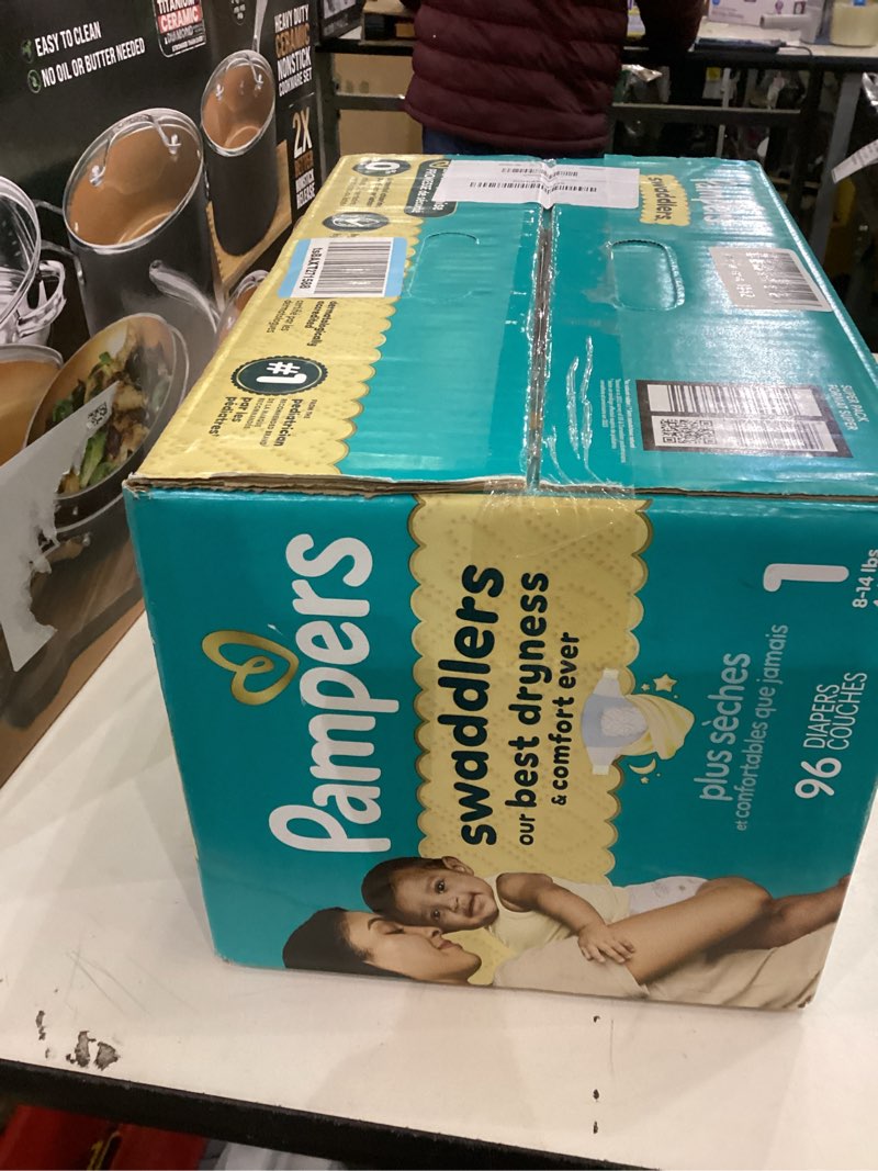 Condition photo showing New/Like New for Pampers Swaddlers Diapers, Size 1 (8-14 lbs), 96 Count, Absorbent, Keeps Baby Dry and Comfortable, Skin Safe Disposable Baby Diaper (Packaging May Vary) Size 1 96