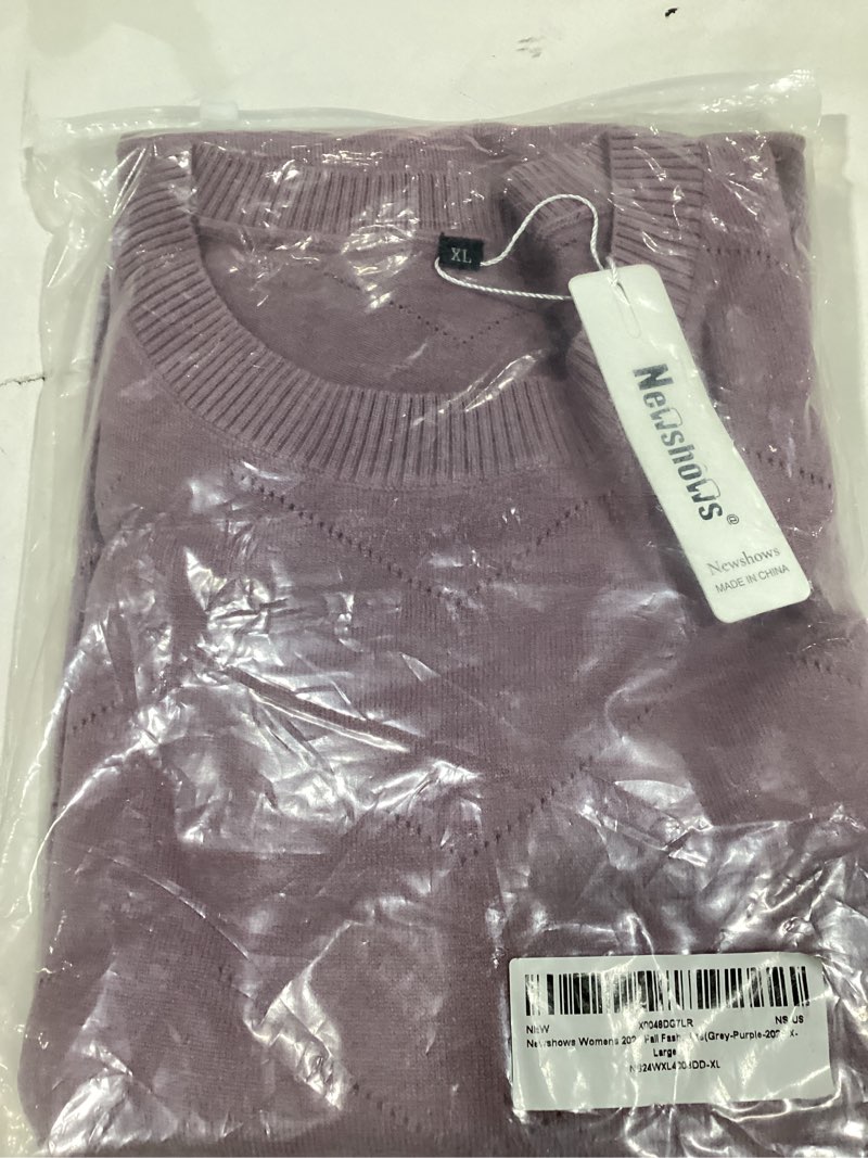 Condition photo showing As Is for Newshows Women's Fall Fashion Sweater 2025 Long Sleeve Crew Neck Button Stretch Business Casual Work Tops Light Purple Small