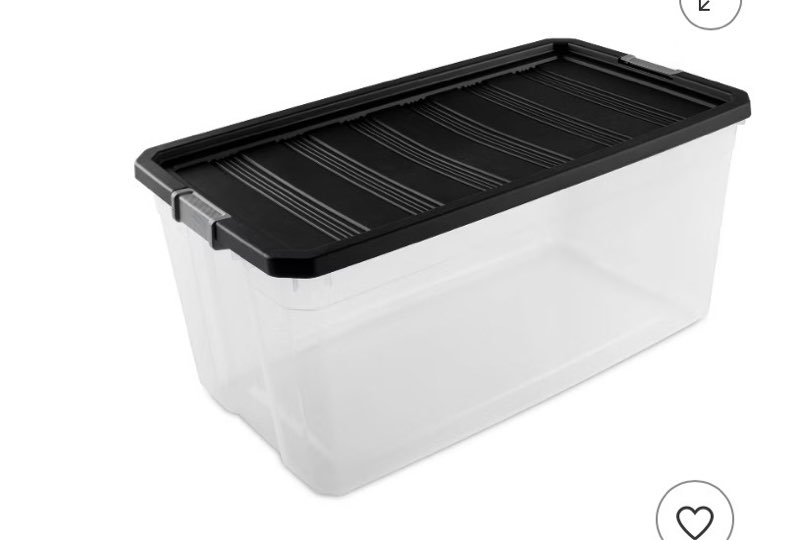 200qt Heavy Duty Latching Clear Storage Box - Brightroom™: Portable Black Utility Bin with Lid, 200qt Capacity