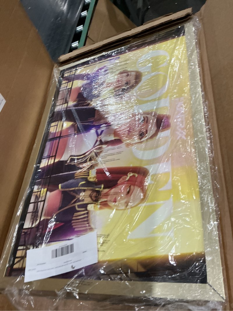 Condition photo showing Good Condition for netflix kpop demon hunters (2025) - huntrix golden wall poster, 34l" x 22.4w", blonde framed version blonde framed version 34"l x 22.4"w