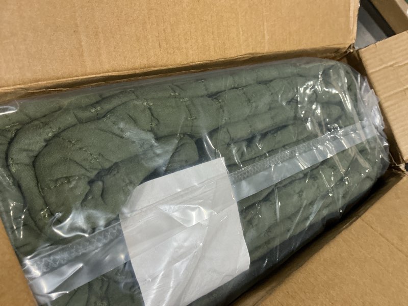 Condition photo showing Good Condition for WDCOZY 100% Cotton King Size Quilt Set - Olive Green Striped Pick Stitch Soft Lightweight Bedspread, Textured Like Linen, Farmhouse Country Rustic Coverlet, Shabby Chic Gauze Bedding, 3 Pieces Olive King (106"x96")