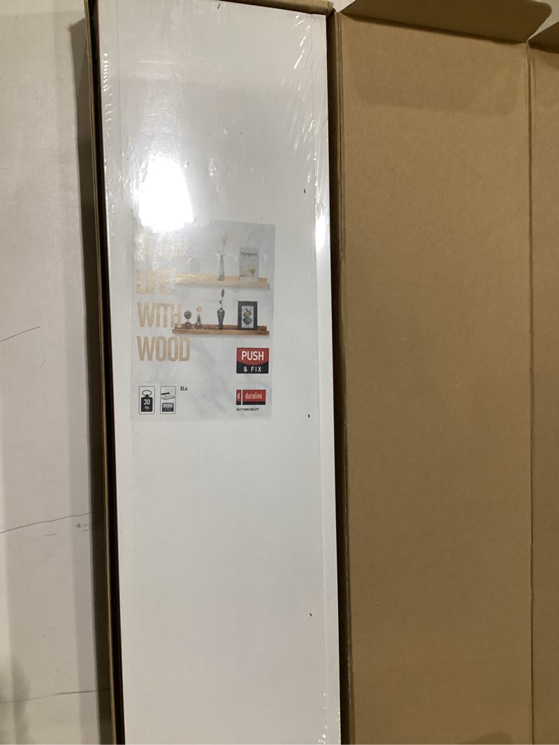 Condition photo showing Good Condition for AZSKY White Floating Shelves 24 Inch Solid Wood Shelves Wall Mounted Photo Picture Ledge Shelves with Lip Nursery Kids Wall Shelf for Bedroom Living Room Bathroom Kitchen Set of 2 White 24Inch Set 2