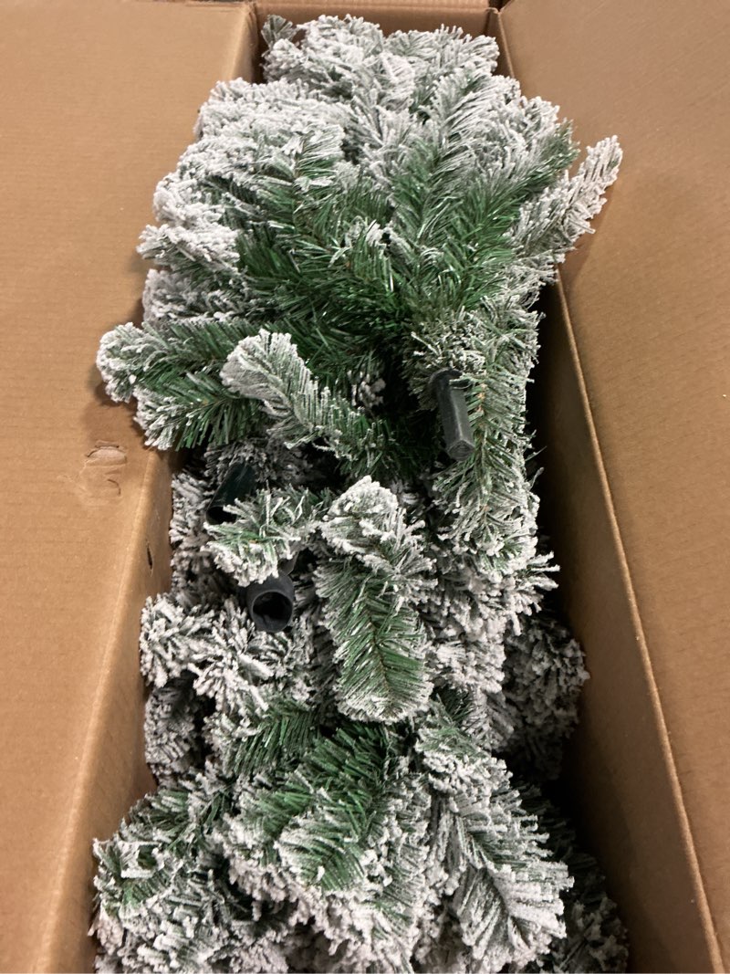 Condition photo showing Good Condition for National Tree Company First Traditions Acacia Flocked Tree Medium Christmas Tree, 6 ft