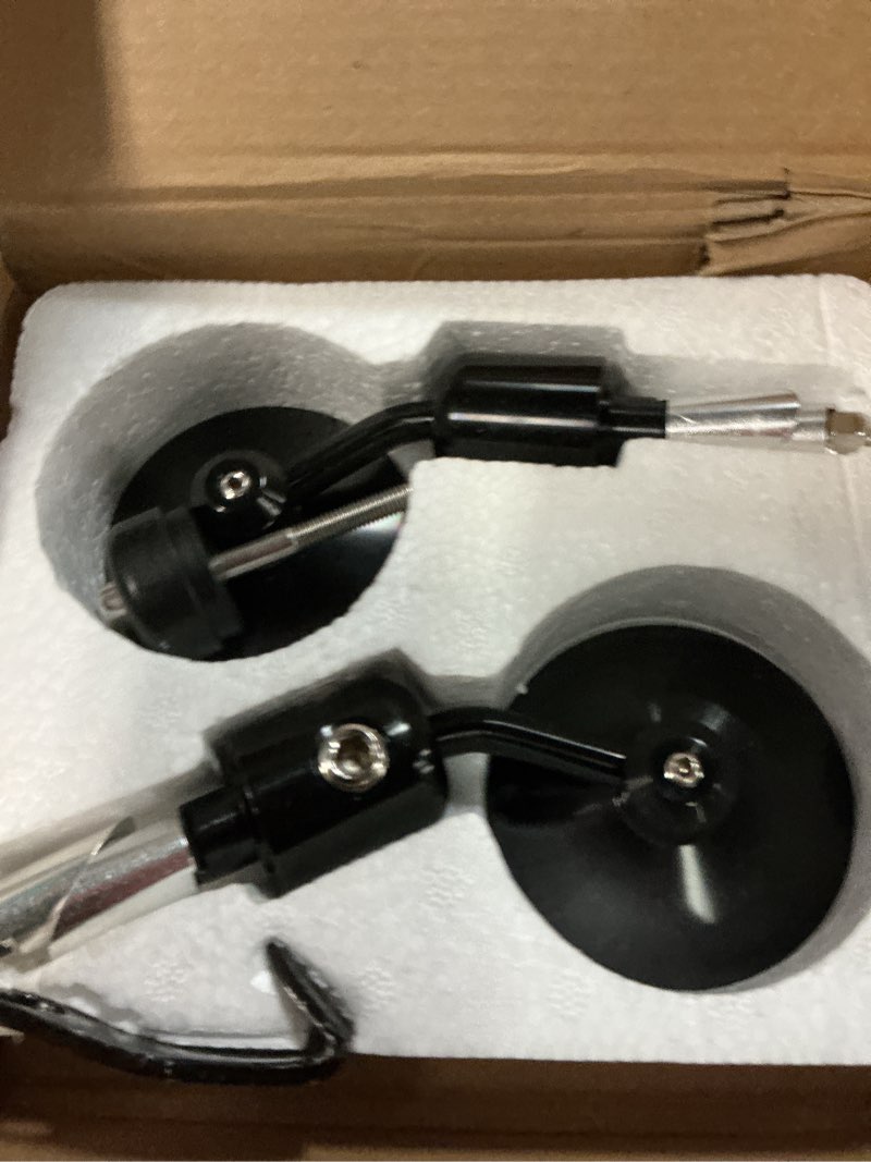 Condition photo showing New/Like New for universal black motorcycle aluminum rearview side mirrors 7/8" bar end for cafe racer bobber cruiser scooter black#1