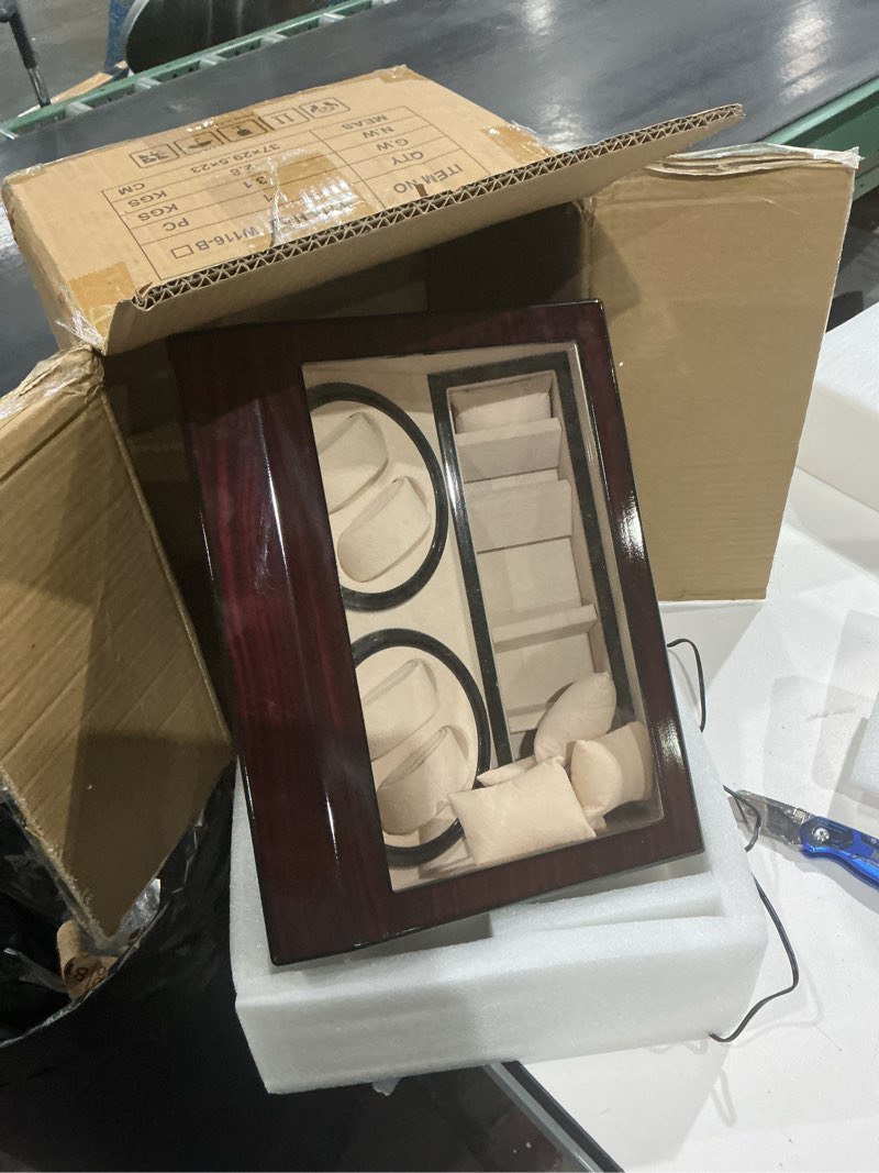 Condition photo showing As Is for 64 automatic watch winders open motor luxury watch winding winder storage case holder collection display silent motor box...