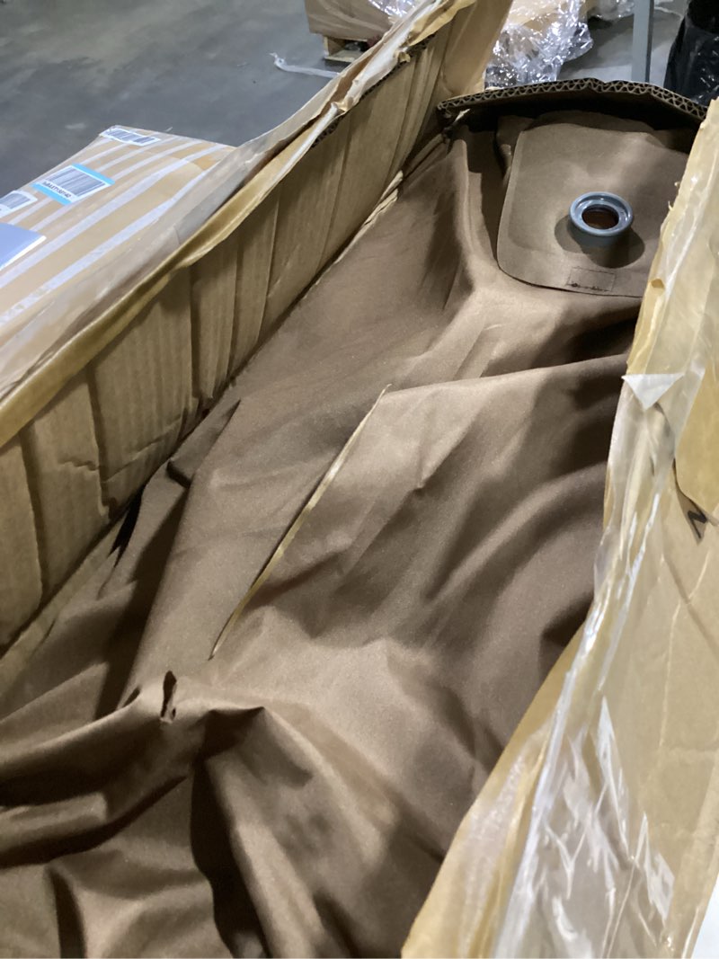 Condition photo showing As Is for lost horizon air & foam camping mattress, self-inflating sleeping pad, 4.5" thick, with pump sack, single brown single sleeping pad