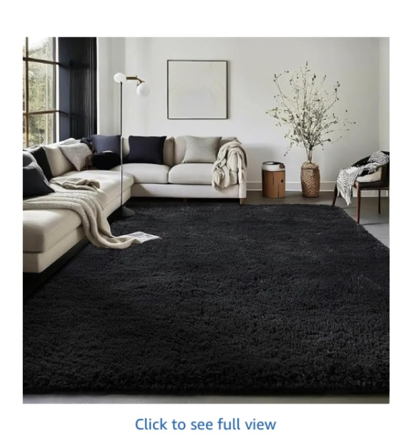 ophanie black area rugs for bedroom living room, 4x6 fluffy fuzzy shag shaggy carpet soft plush furry bedside rug, indoor floor rug for kids girls boys home decor aesthetic, dorm nursery