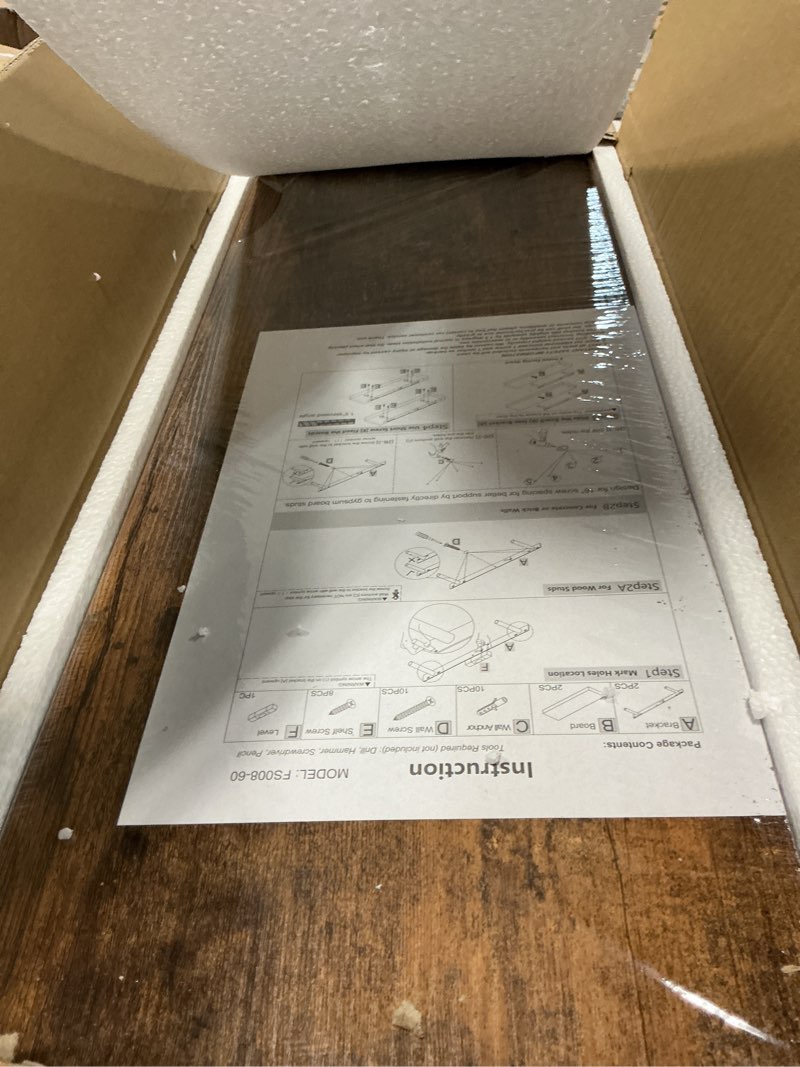 Condition photo showing Good Condition for QEEIG Floating Shelves for Wall 23.6" Long - Wall Mounted Shelf Bathroom Kitchen Living Room Bedroom Farmhouse Home Decor Display Bookshelf Large 23.6 x 9.3 inch Set of 2, Rustic Brown (008-60BN) 23.6" A. Brown