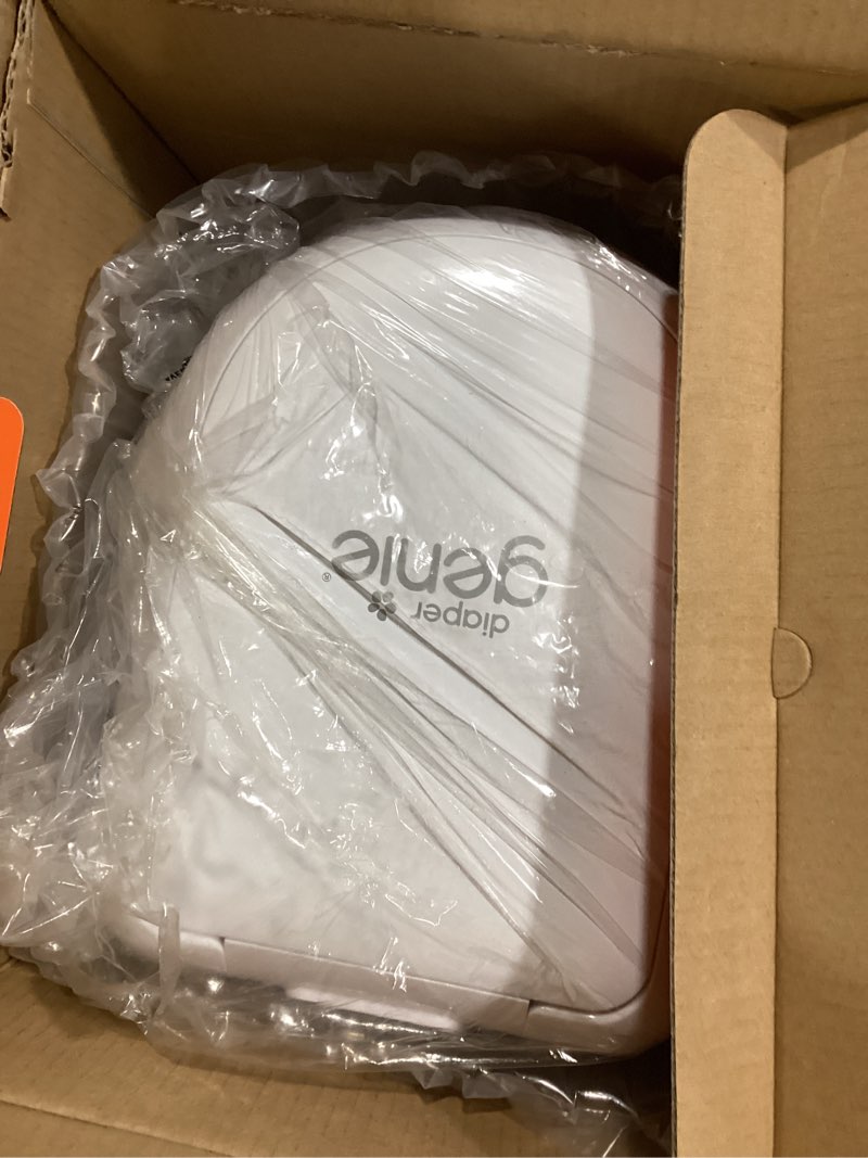 Condition photo showing Good Condition for diaper genie platinum pail (lily white) is made in durable stainless steel and includes 1 easy roll 