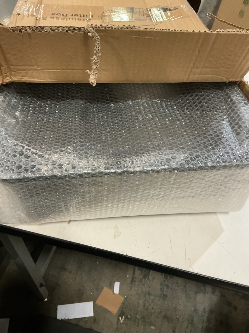 Condition photo showing Good Condition for Extra Large Stainless Steel Cat Litter Box with High Sided Walls for Big Cats, Anti Urine Leakage, Odorless and Easy Cleaning, for Healthy Cats, Includes Foot Pad & Scoop - XXL Litter Box