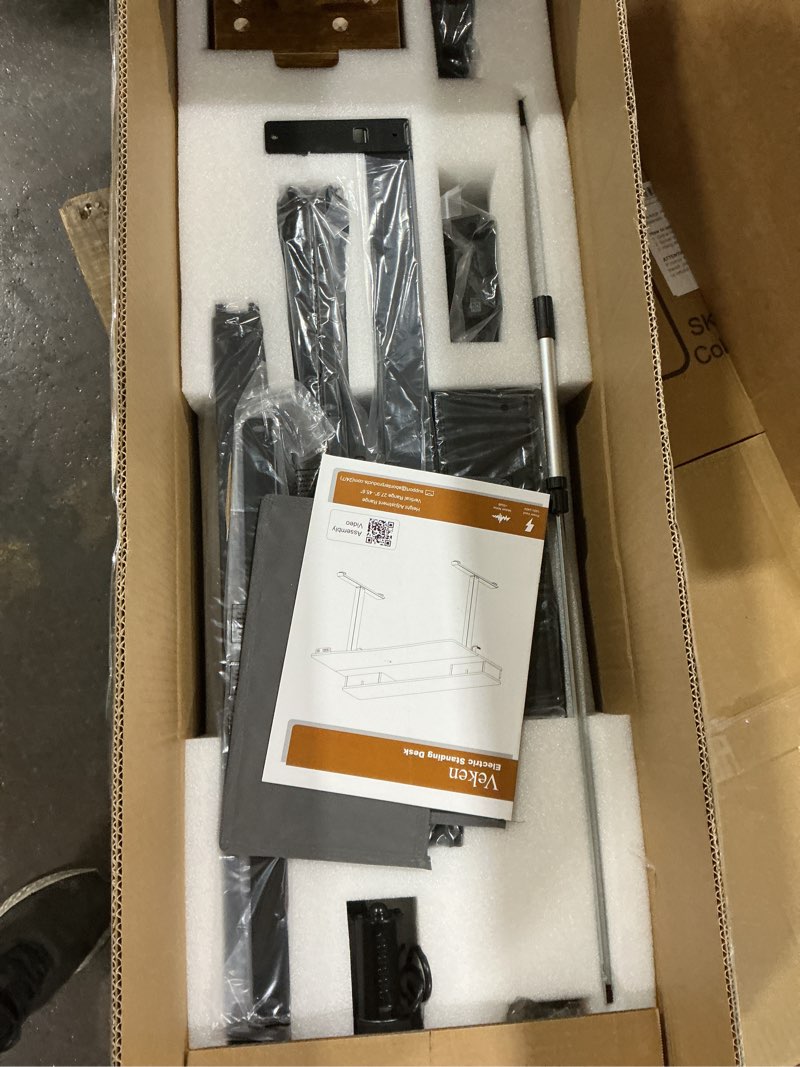 Condition photo showing Good Condition for Veken 47.2"×27.6" Standing Desk with Storage Drawers, Adjustable Height Computer Table with Monitor Shelf, Home Office Desk for Study, Gaming, Workstation, Brown