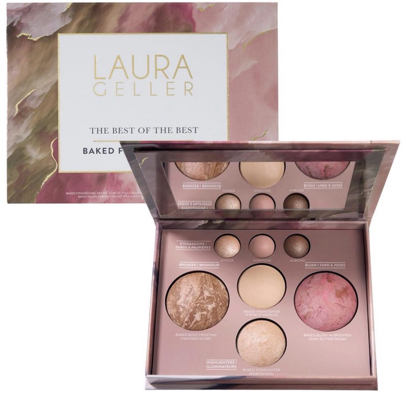 laura geller new york the best of the best baked palette - full size - includes bronzer  blush  2 highlighters and 3 eyeshadows - travel-friendly