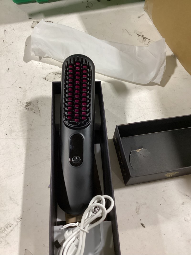 Condition photo showing Good Condition for go brush pro 2026, cordless hair straightener brush, mini hair straightener with 4 temperature settings, portable hair straightener brush with mch heating and ionic & ceramic care for women (black)