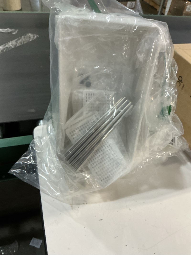 Condition photo showing Good Condition for Bathroom Organizer with Dividers, 2Pcs 2 Tier Stackable Under Sink Organizers and Storage Cabinet Organizers for Bathroom Kitchen Pantry Organization and Storage, Medicine Cabinet Organizer White