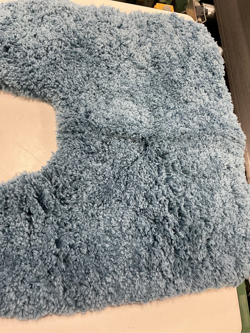 Condition photo showing Good Condition for toilet rugs u shaped washable, 24x22 contour bath rugs for toilet, luxury ultra soft microfiber u-shaped toilet rug, non slip absorbent machine washable bathroom mat for toilet, blue 24" x 22"(toilet rug) blue