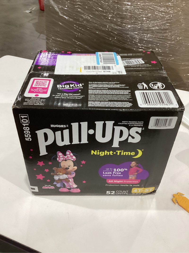 Condition photo showing New/Like New for pull-ups girls' night-time potty training pants, size 4t-5t overnight training underwear (38-50 lbs), 52 ct 4t-5t 52