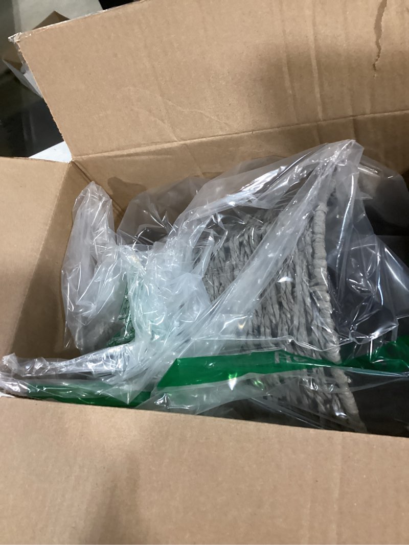 Condition photo showing Good Condition for Zuvo Round Wicker Waste Basket Paper Bin - Wicker Trash Basket - Woven Trash Can Rubbish Basket for Bedroom, Bathroom, Offices or Home (Grey) Grey Pack of 1