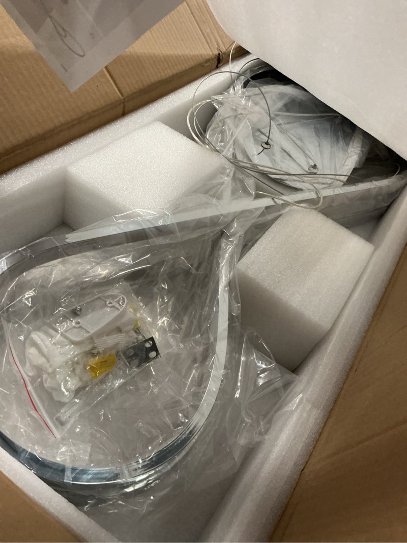 Condition photo showing Good Condition for modern pendant light dimmable modern for dining room chandelier light fixture over table with remote,minimalist kitchen island lighting electroplated chrome l39.37"