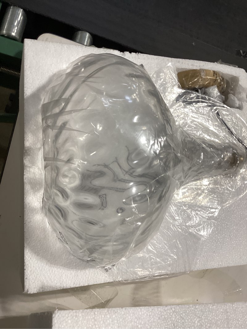 Condition photo showing Good Condition for 11" hand-blown clear glass pendant light with hammered texture, gold finish adjustable hanging light fixture for kitchen island, dining room, hallway, living room gold rod