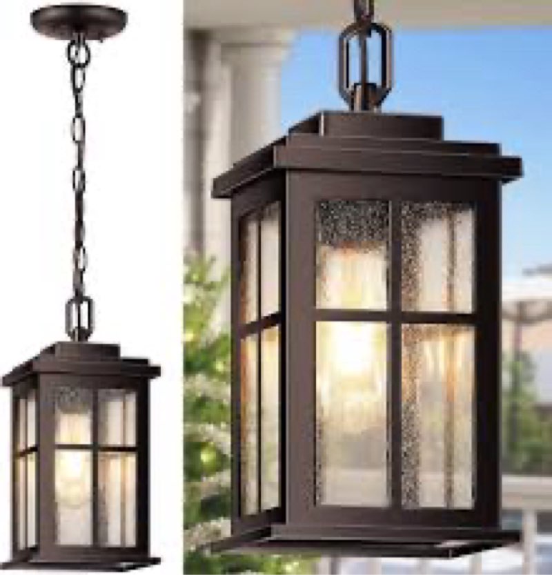 vianis dusk to dawn large outdoor pendant light fixture, black modern outdoor hanging porch light, a