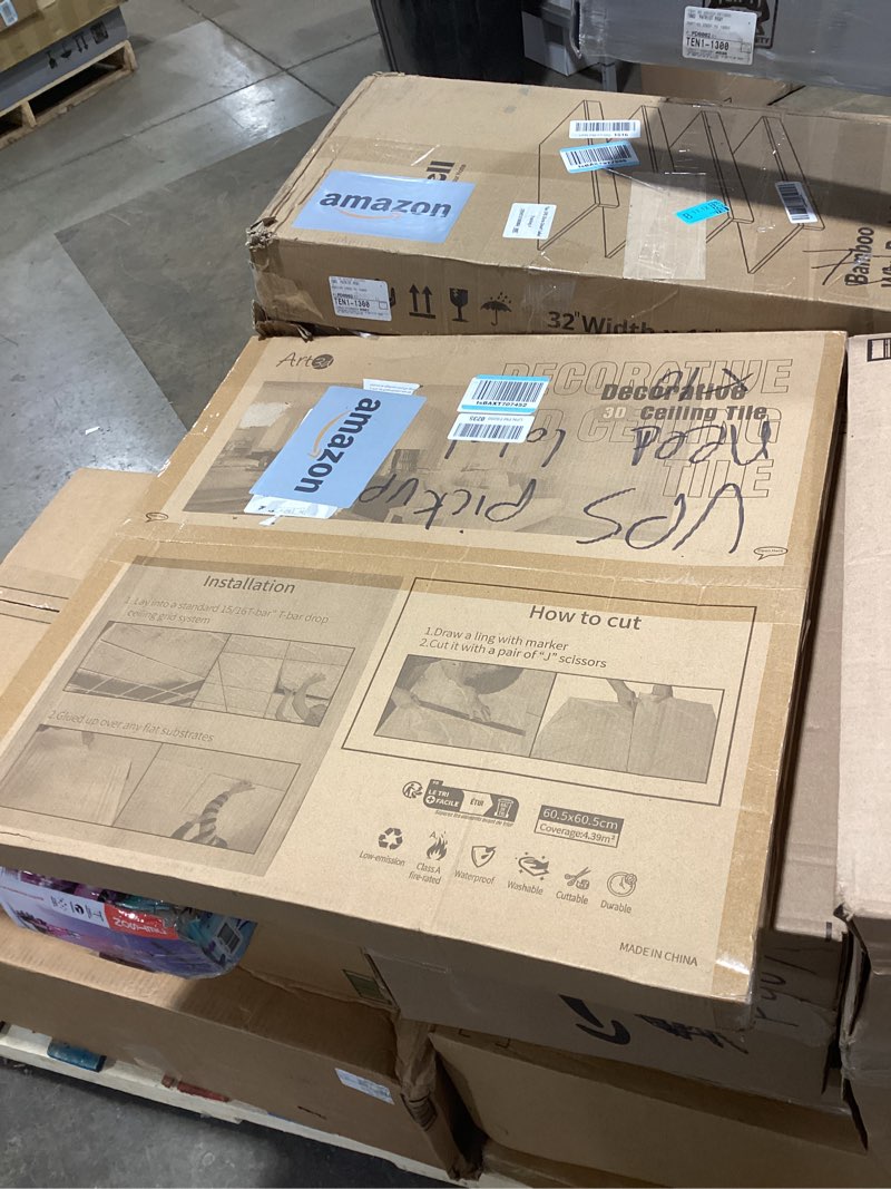 Condition photo showing Good Condition for art3d decorative ceiling tile 2x2 glue up, lay in ceiling tile 24x24 pack of 12pcs spanish floral in antique gold 24"x24" antique gold