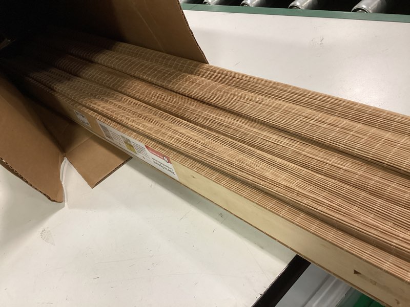 Condition photo showing Good Condition for LazBlinds No Tools No Drill Cordless Bamboo Roman Shades, Light Filtering Window Treatment, Roll Up Bamboo Blinds for Windows 20'' W x 48'' H, Brown Light Filtering-brown206 20" W x 48" H