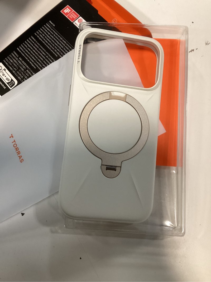 Condition photo showing New/Like New for torras q3 silicone 360 spin for iphone 17 pro case with stand, fit for magsafe, magnetic ring kickstand with camera control, liquid silicone rubber soft phone case for iphone 17 pro 6.3'', light ivory ivory gold for iphone 17 pro 6.3''