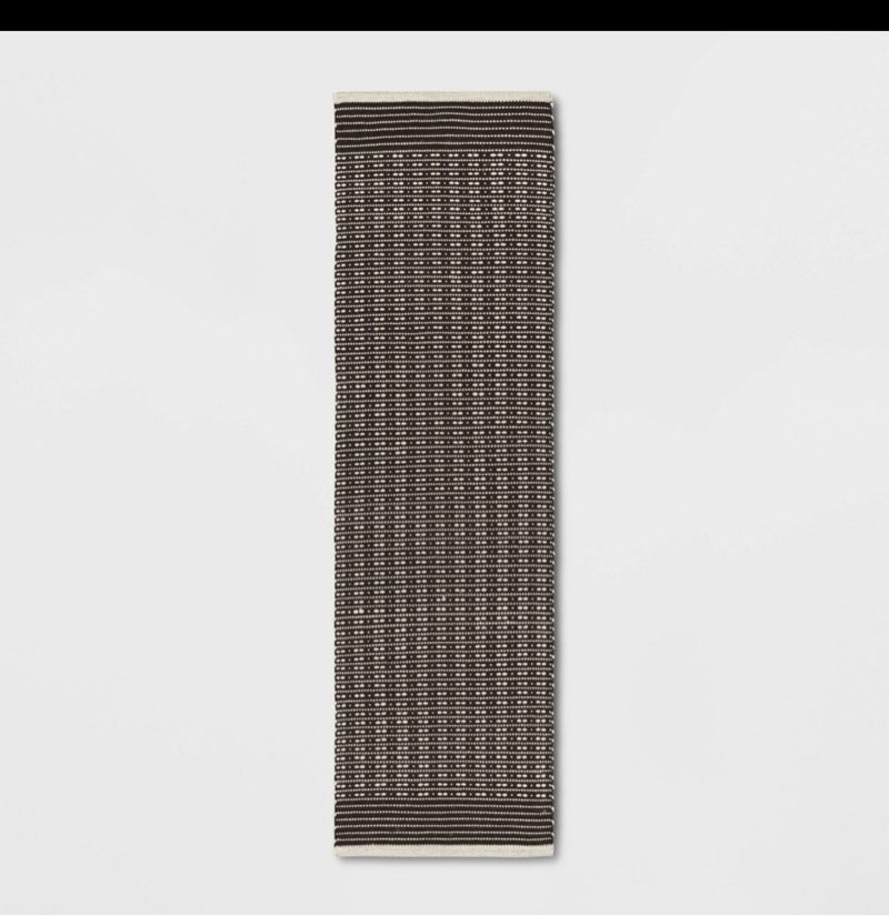 2'x7' Hand Woven Cotton/Wool Runner Black - Threshold™