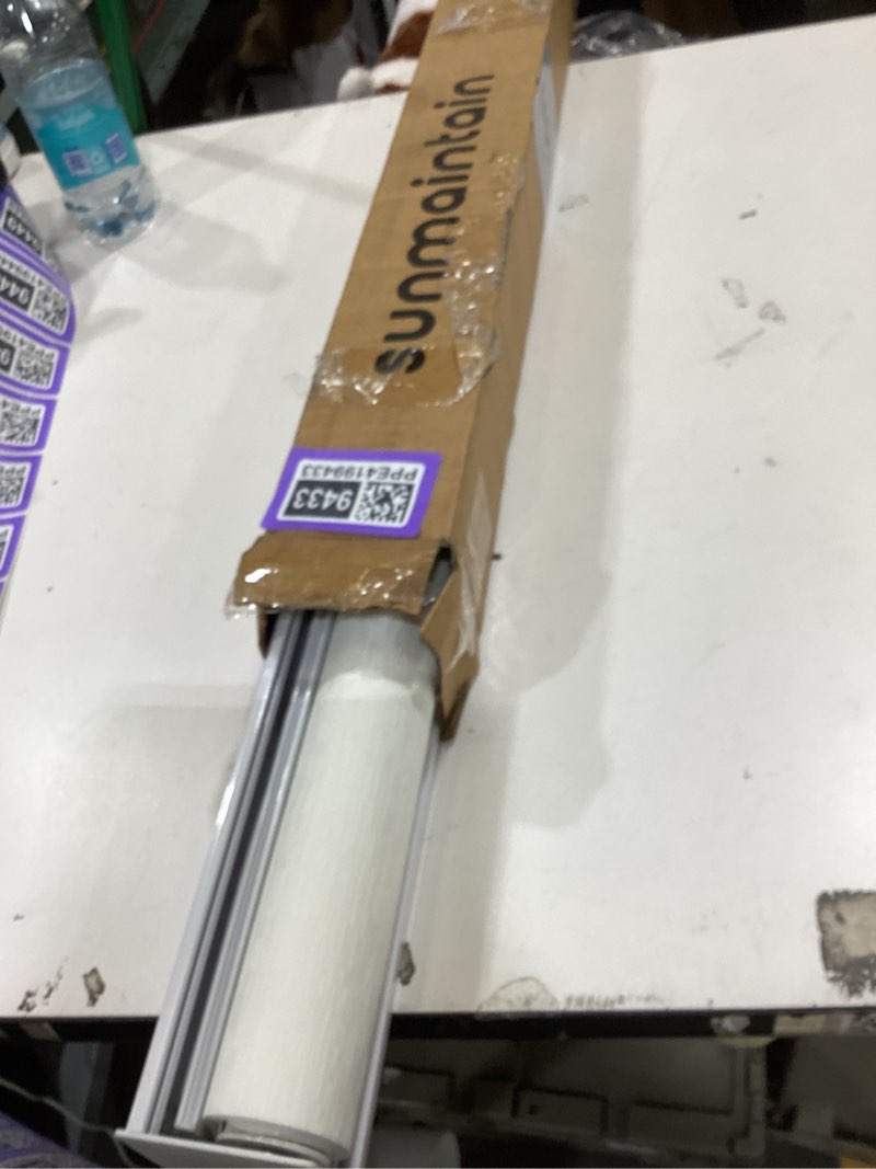 Condition photo showing Good Condition for 26" w x 72" h cordless light filtering roller shade for windows, free stop windows shades, thermal insulated linen-style blinds for home and office, modern window blind color-matched (white) 26"w x 72"h white