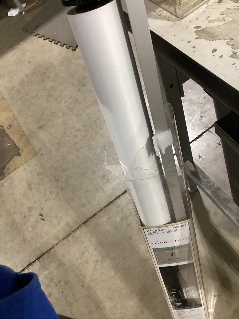 Condition photo showing Good Condition for allen + roth Simple Rise Roller 27-in x 72-in White Room Darkening Cordless Roller Shade