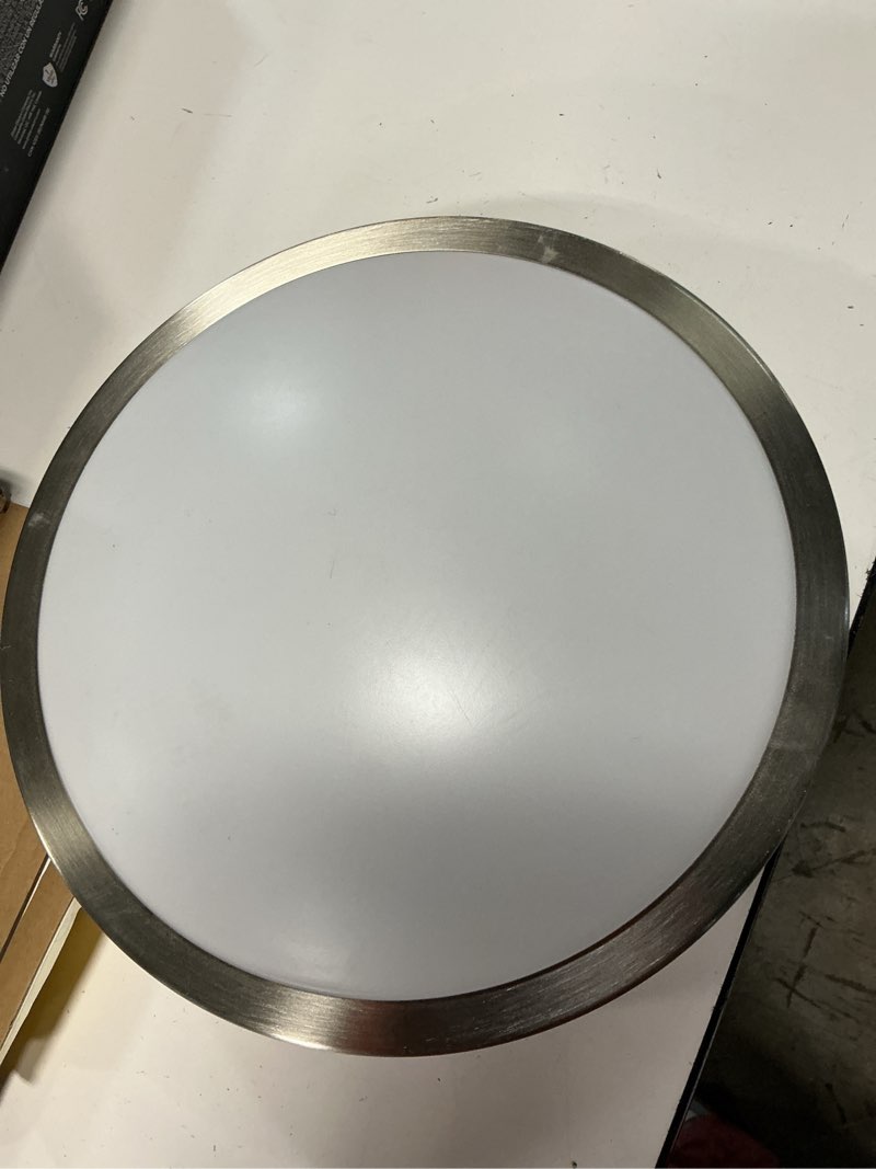 Condition photo showing As Is for globe dean 11-in matte black integrated led flush mount light