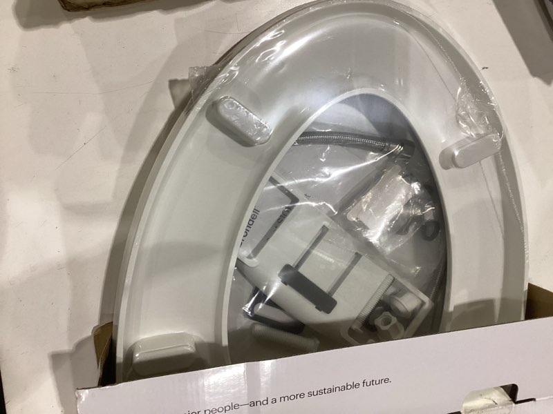 Condition photo showing As Is for brondell bidet toilet seat non-electric swash ecoseat, fits elongated toilets, white - dual nozzle system, ambient water temperature - bidet with easy installation s101 elongated