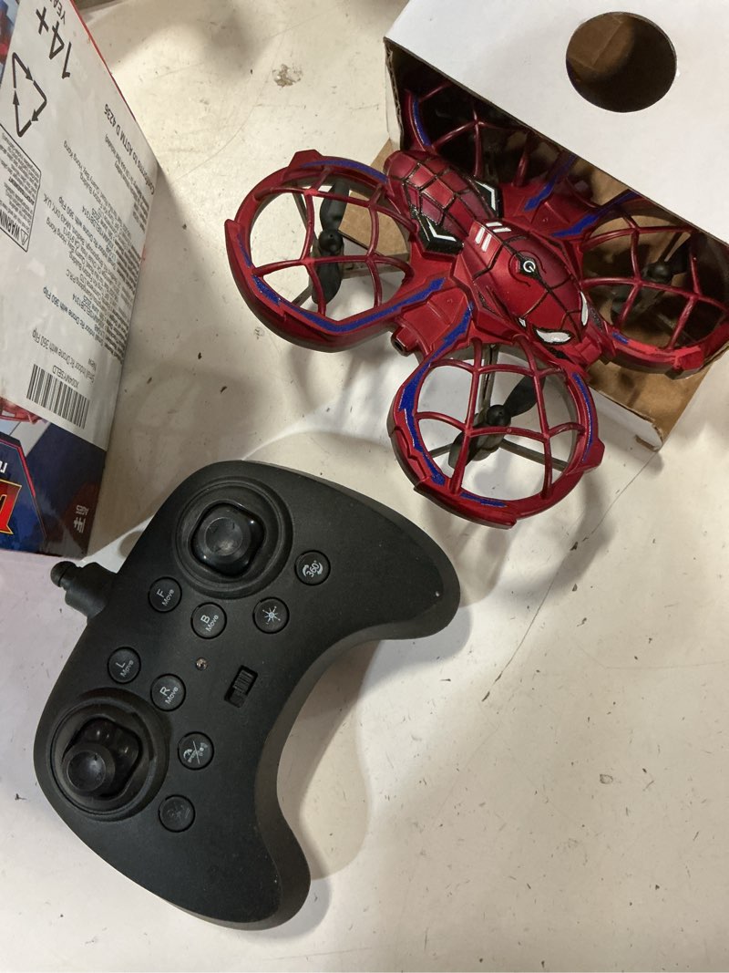 Condition photo showing As Is for spider mini drone for kids, rc drone with led lights, indoor & outdoor flying toy for 8-12 years old boys, 3 speeds mode, 360° flips, auto hovering, headless mode, easter birthday gifts for kids