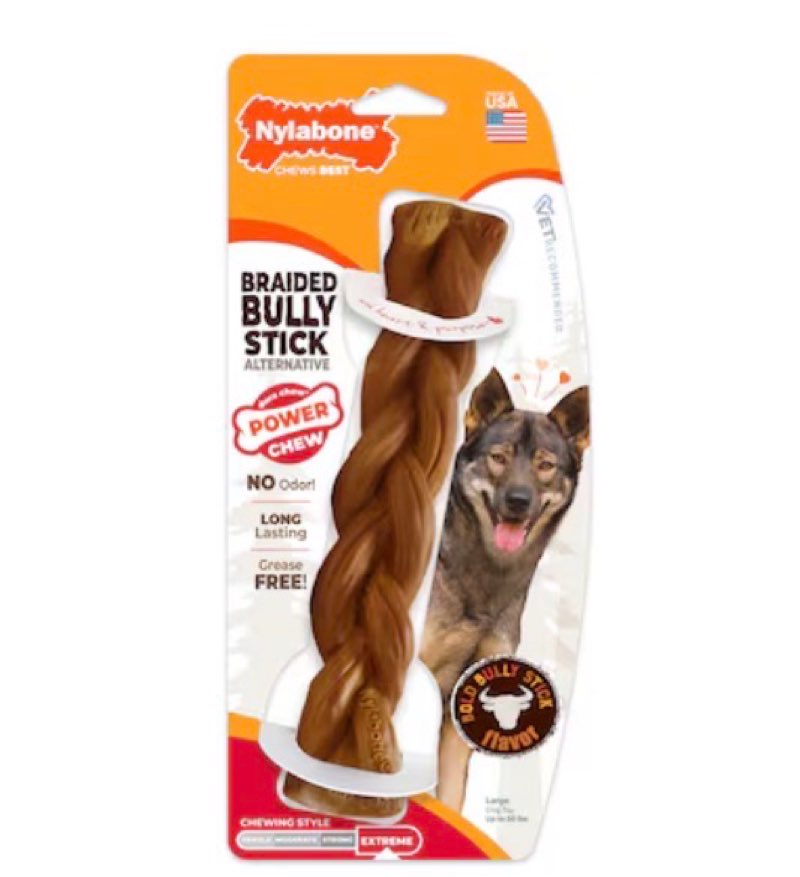 Nylabone Power Chew Bully Stick Alternative Nylon Chew Dog Toy 3 pack