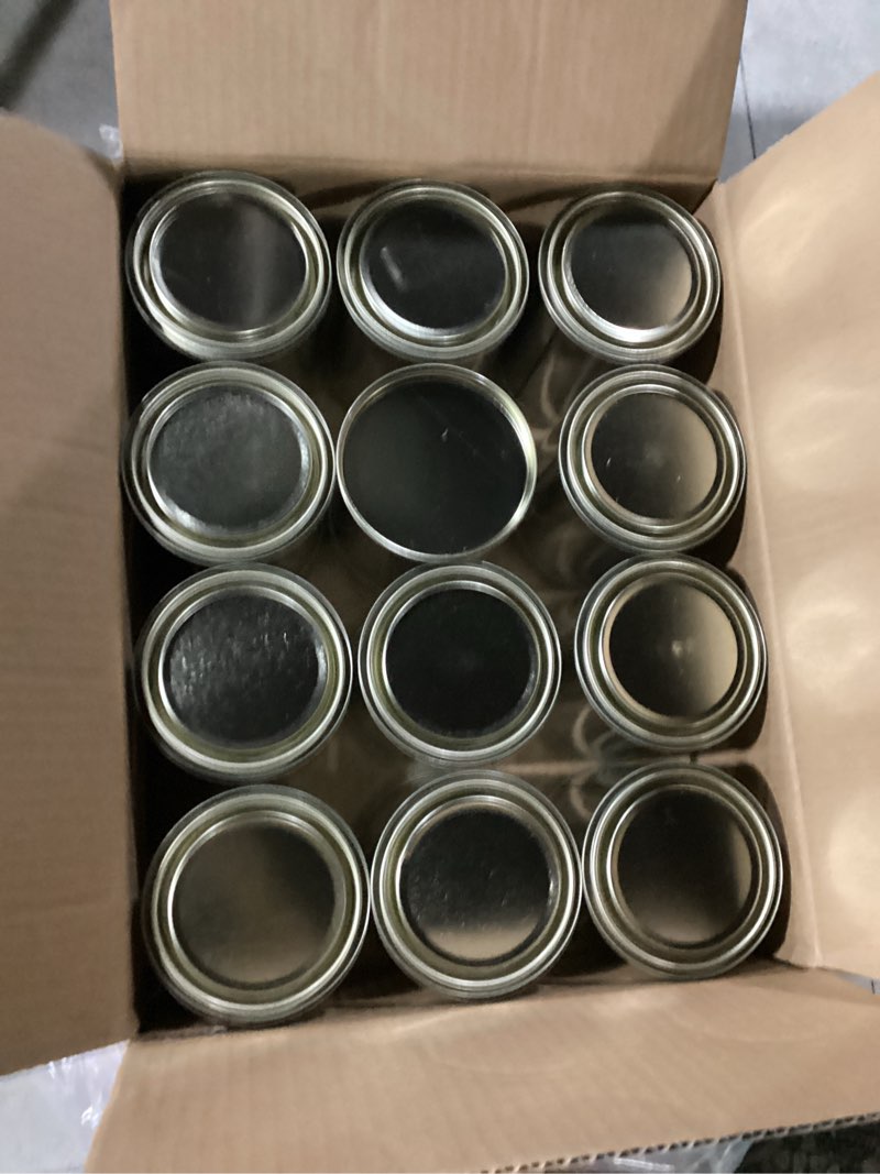 Condition photo showing New/Like New for 12 Pack Empty Paint Cans with Lids 0.8 Pint Tin Unlined Paint Buckets Bulk Paint Storage Containers, Quart Metal Unlined Paint Pails for Crafts DIY Projects, Storage, Painting